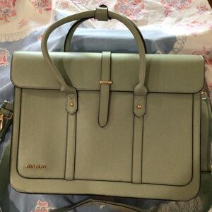 Green laptop briefcase Bag NWOT